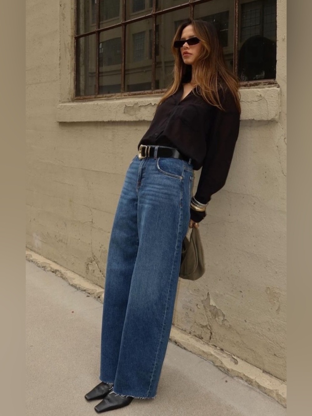 7 For All Mankind Wide-Leg High-Rise Blue Denim Jeans